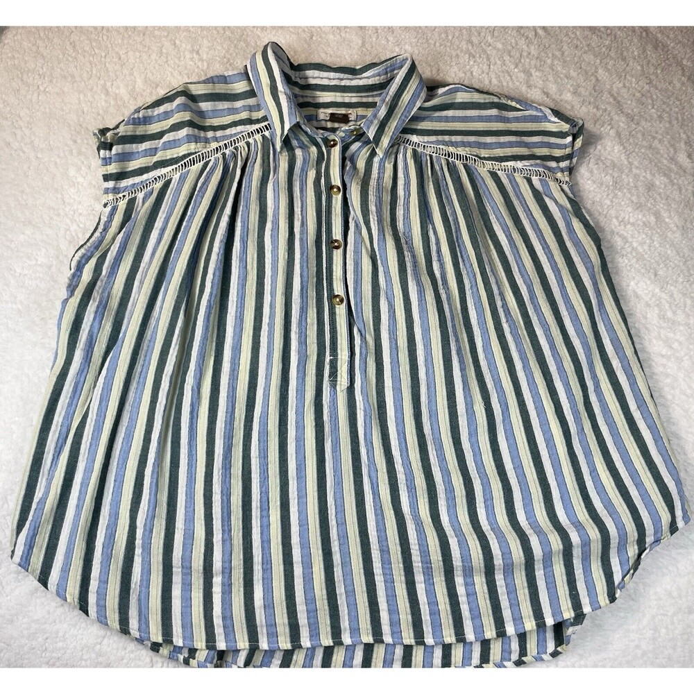 Anthropologie Blue and Green Striped Tunic
